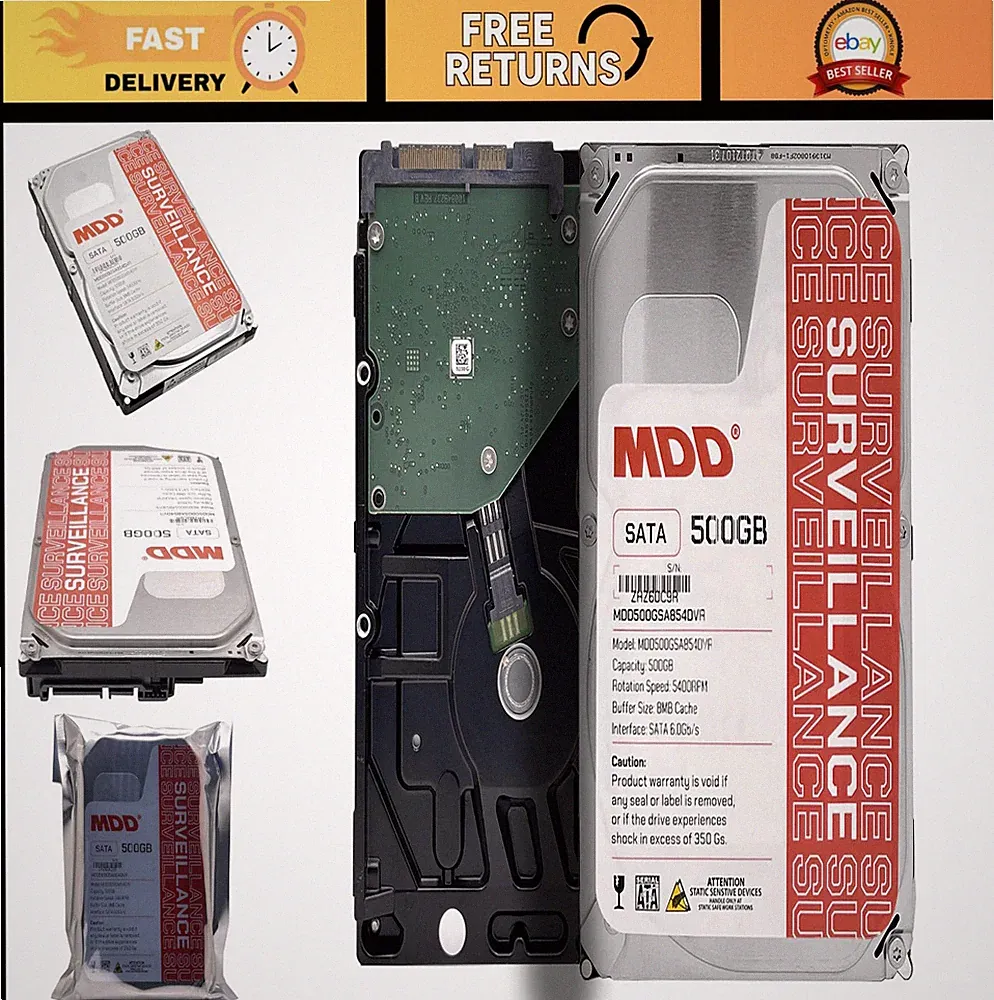 500GB Surveillance Hard Drive, 5900RPM, 16MB Cache, SATA 3.0Gb/s, 3.5-inch, 3-Ye