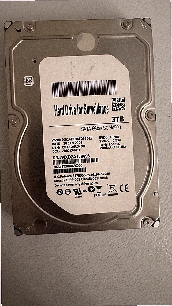 Seagate 3.5inch SATA 3TB Hard Drive For Surveillance Camera System